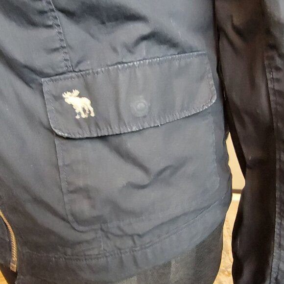 Abercrombie & Fitch Jacket Women's Small Navy Short Zipper Y2K Style - Picture 9 of 10